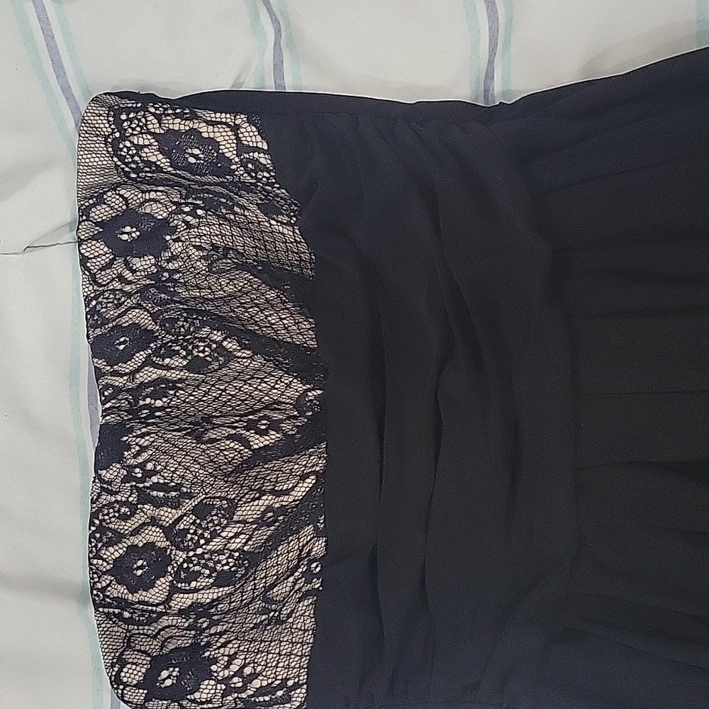 Strapless black lace romper M